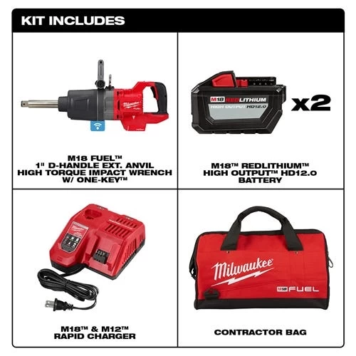 Milwaukee M18 Fuel 1" D-Handle Ext. Anvil High Torque Impact Wrench W/ One-Key Kit 2869-22HD - Image 4