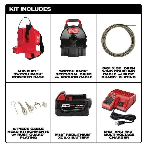 Milwaukee M18 FUEL SWITCH PACK Sectional Drum System 5/8" X 50' Kit 2775E-211 - Image 4