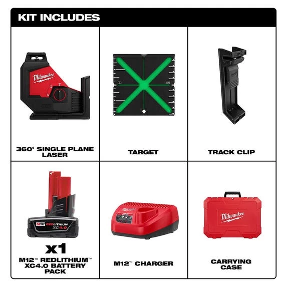Milwaukee M12 Green 360° Single Plane Laser Kit 3631-21 - Image 6