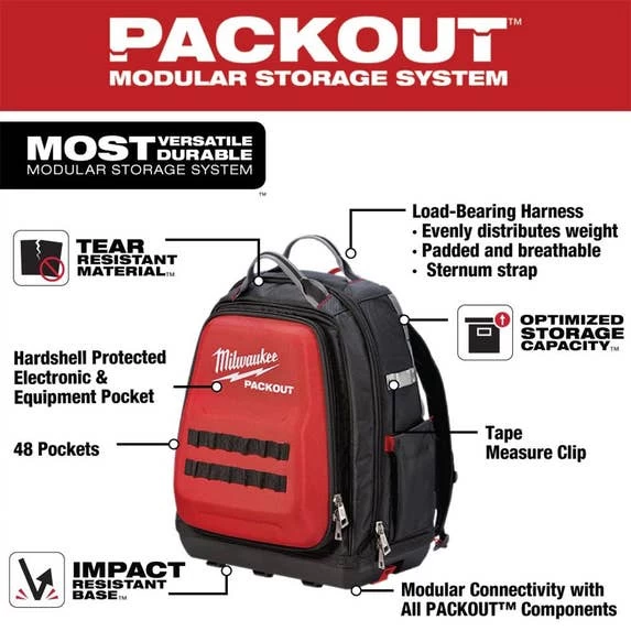 Milwaukee PACKOUT Tech Backpack 48 Pockets 48-22-8301 - Image 3