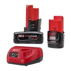 Milwaukee M12 2.0AH System Starter Kit Battery/Charger & XC6.0 Extended Capacity Battery Kit 48-59-2420KIT