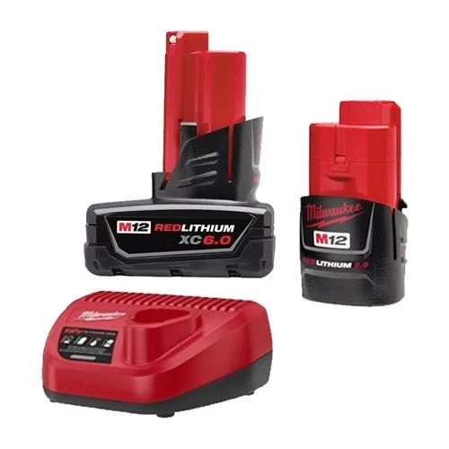 Milwaukee M12 2.0AH System Starter Kit Battery/Charger & XC6.0 Extended Capacity Battery Kit 48-59-2420KIT