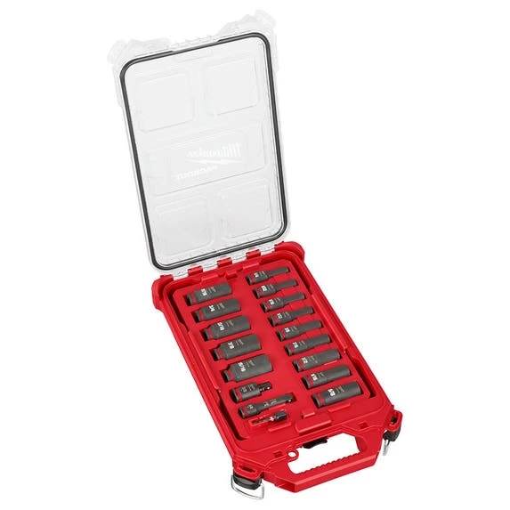 Milwaukee 17Pc. SHOCKWAVE Impact Duty 3/8" Drive SAE PACKOUT Deep Socket Set 49-66-6800 - Image 2