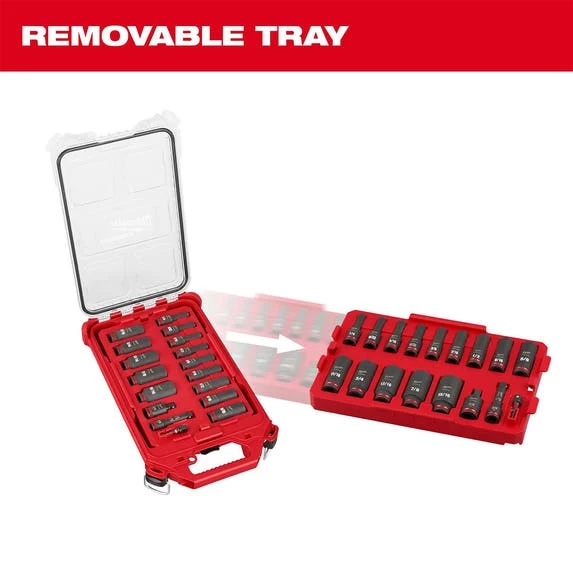 Milwaukee 17Pc. SHOCKWAVE Impact Duty 3/8" Drive SAE PACKOUT Deep Socket Set 49-66-6800 - Image 3
