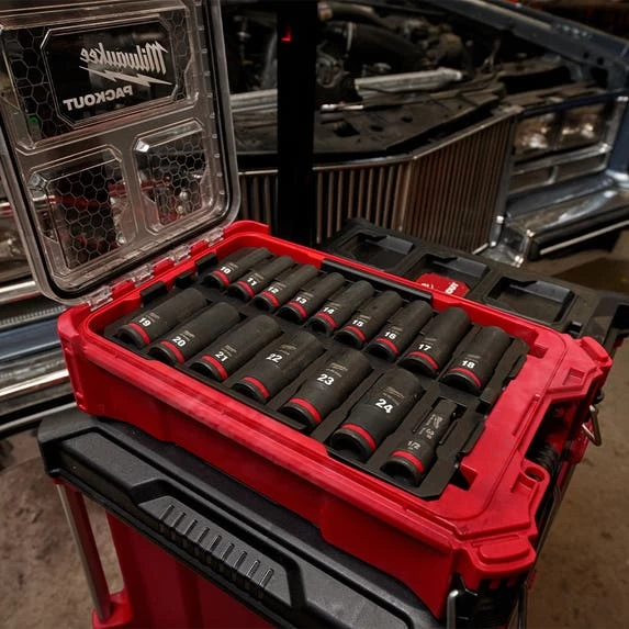 Milwaukee 16Pc. SHOCKWAVE Impact Duty 1/2" Drive Metric PACKOUT Deep Socket Set 49-66-6803 - Image 4