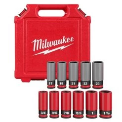 Milwaukee SHOCKWAVE Impact Duty™ 1/2 Drive SAE & Metric 11PC Lug Nut Wheel Socket Set 49-66-7833