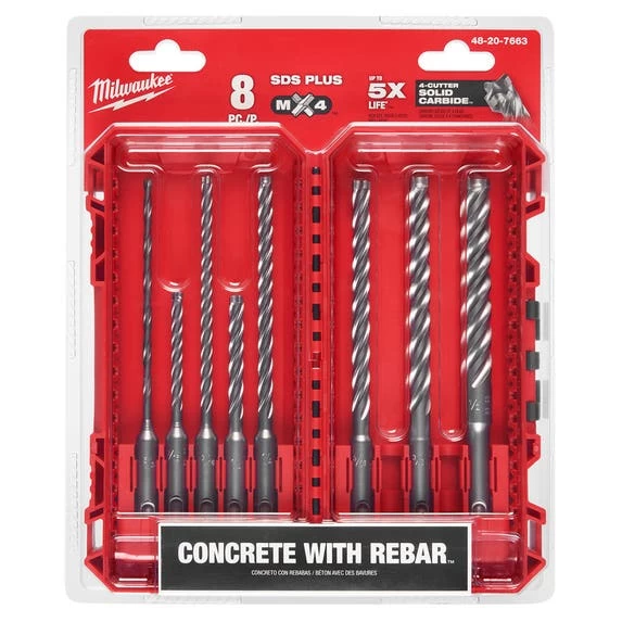 Milwaukee 8pc. SDS Plus MX4 4-Cutter Drill Bit Kit For PACKOUT 48-20-7663 - Image 2