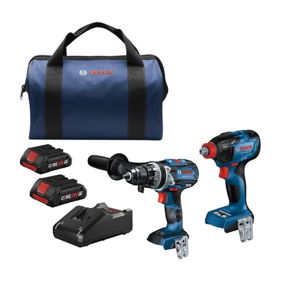 Bosch 18V 2-Tool Combo Kit With Impact Driver/Wrench, Hammer Drill/Driver And Batteries GXL18V-227B25