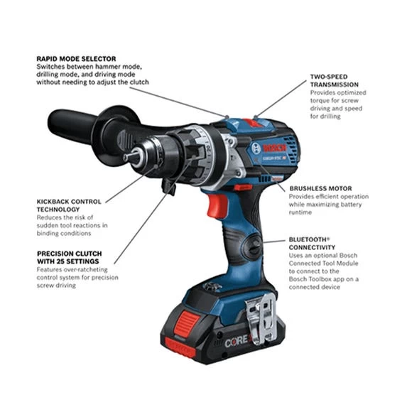 Bosch 18V 2-Tool Combo Kit With Impact Driver/Wrench, Hammer Drill/Driver And Batteries GXL18V-227B25 - Image 4