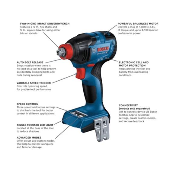 Bosch 18V 2-Tool Combo Kit With Impact Driver/Wrench, Hammer Drill/Driver And Batteries GXL18V-227B25 - Image 5